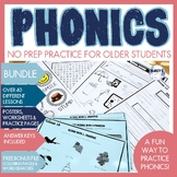 NO PREP phonics worksheets for older students bundle (3rd,