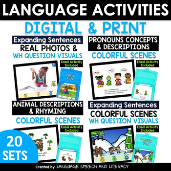 No Print Speech Therapy Activity Bundle with Colorful Scenes and Real Photos