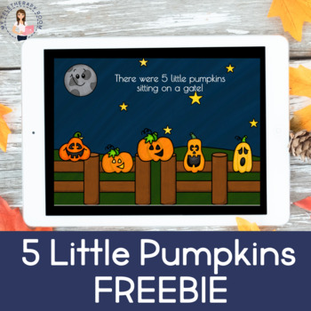 Preview of 5 Little Pumpkins Sitting on A Gate  (Boom Card Lesson)