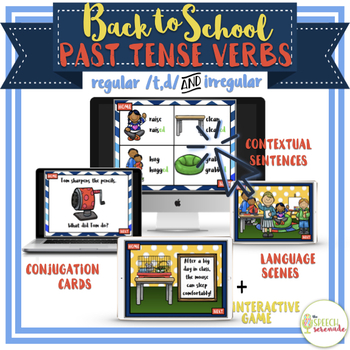 Preview of NO PRINT Back to School Regular & Irregular Past Tense Verbs Distance Learning