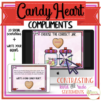 Preview of NO PRINT Candy Heart Compliments Distance Learning