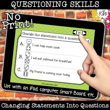 Preview of NO PRINT Asking Questions Game - Interrogative Reversals (Distance Learning)