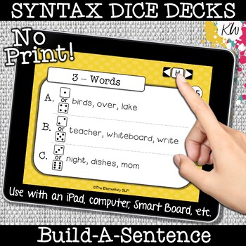 Preview of NO PRINT (Digital) Sentence Structure Game: Build A Sentence (Distance Learning)