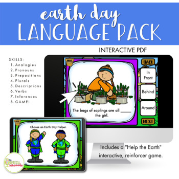 Preview of NO PRINT Earth Day Receptive Expressive Language Activities Pack