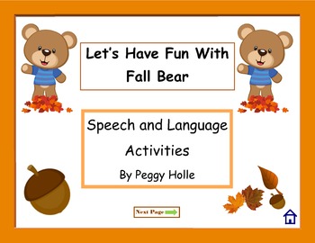Preview of NO PRINT Fun With Fall Bear Speech Sounds F S & Language Activities