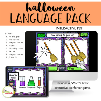 Preview of NO PRINT Halloween Language Activities Pack 