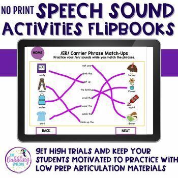 Preview of Articulation Activities Digital Speech Sound Flipbooks for R, S, Z, K, G, & more