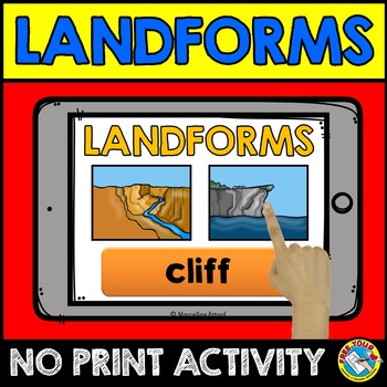 Preview of NO PRINT LANDFORMS READ & MATCH ACTIVITY INTERACTIVE PDF GAME DIGITAL TASK CARDS