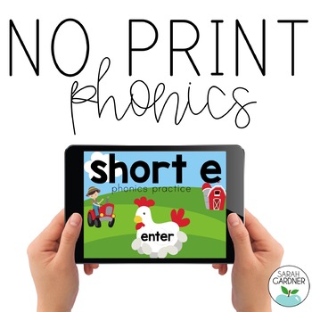Preview of NO PRINT Phonics - Short E Interactive PDF