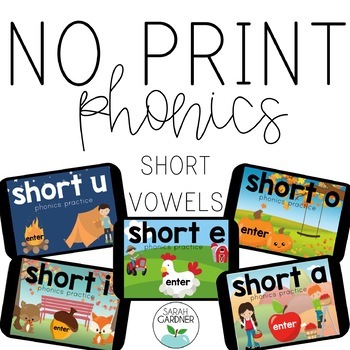Preview of NO PRINT Phonics - Short Vowel Interactive PDF BUNDLE