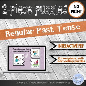 Preview of NO PRINT Regular Past Tense Self-Correcting Puzzles  - Teletherapy