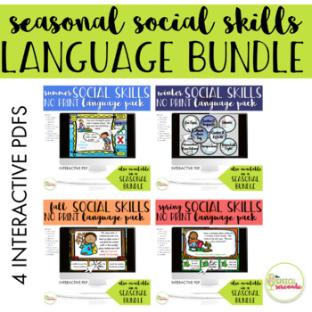 Preview of NO PRINT Seasonal Social Skills Language Activities Pack BUNDLE