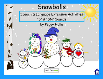 Preview of NO PRINT Snowballs Interactive Book Companion Winter Speech & Language "S & SN"