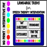 Distance Learning Speech Therapy LANGUAGE Activity: NO PRI