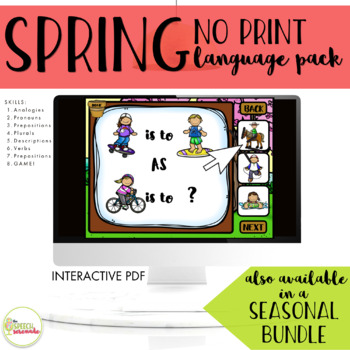Preview of NO PRINT Spring Language Pack for Distance Learning