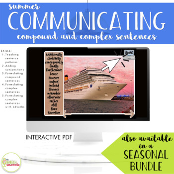 Preview of NO PRINT Summer Communicating Compound & Complex Sentences for Distance Learning