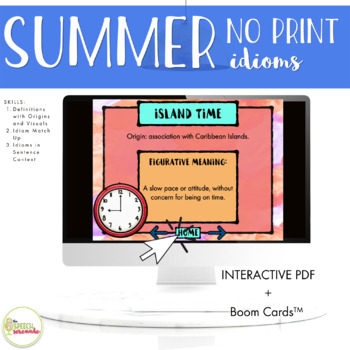 Preview of NO PRINT Summer Themed Idioms in Context Activities