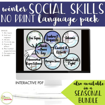 Preview of NO PRINT Winter Social Skills Language Activities Pack