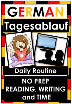 Preview of NO Prep German Daily Routine / Tagesablauf Worksheets