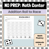 Math Center: Addition Roll to Race: Addition Math Fluency 