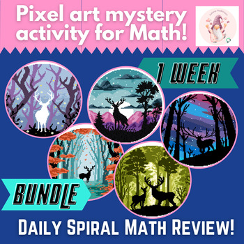 Preview of NO Prep - Spiral Math Review Bundle for 3rd or 4th Grade - Week 2