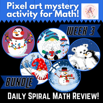 Preview of NO Prep - Spiral Math Review Bundle for 3rd or 4th Grade - Week 3