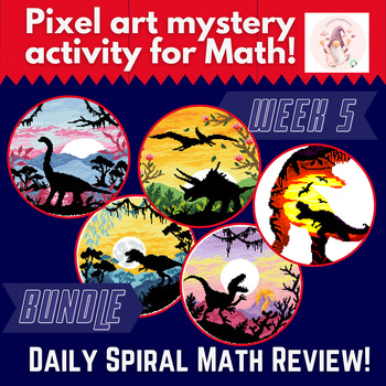 Preview of NO Prep - Spiral Math Review Bundle for 3rd or 4th Grade - Week 5