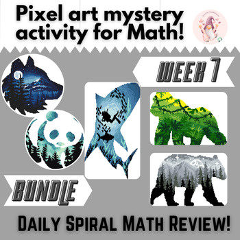 Preview of NO Prep - Spiral Math Review Bundle for 3rd or 4th Grade - Week 7