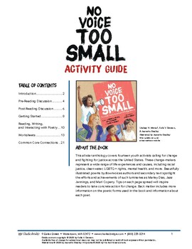 Preview of NO VOICE TOO SMALL Discussion and Activity Guide