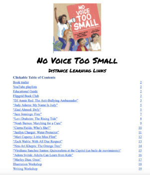 Preview of NO VOICE TOO SMALL Distance Learning Links