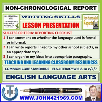 Preview of NON-CHRONOLOGICAL REPORT WRITING : LESSON PRESENTATION