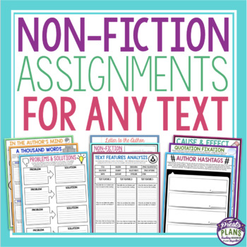 Preview of Nonfiction Assignments For Any Text - Fun Informational Text Reading Activities