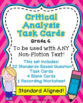 Preview of NON-FICTION CRITICAL ANALYSIS TASK CARDS