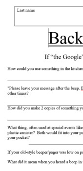 Preview of NON-Google-able!    Back in the day   Fun Quiz