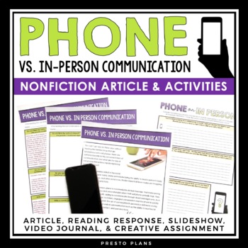 Preview of Nonfiction Reading Comprehension Article and Activities - Communication