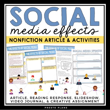 Preview of Nonfiction Reading Comprehension Article and Activities - Social Media Effects