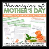Mother's Day History Nonfiction Reading Comprehension Arti