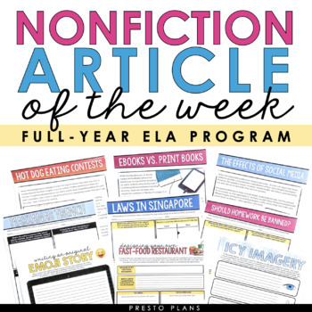 Preview of NONFICTION FULL YEAR ARTICLE OF THE WEEK: PRESENTATIONS & ACTIVITIES | PRINT