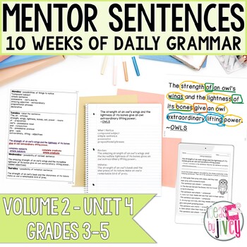 Preview of NONFICTION Mentor Sentences: Daily Grammar Vol 2, Fourth 10 Weeks (Grades 3-5)