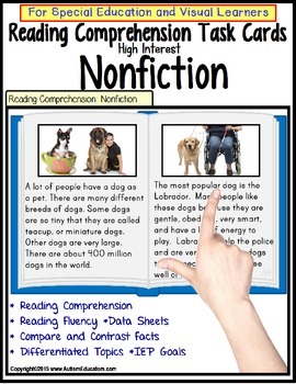 Preview of NONFICTION Reading Comprehension with Pictures for Autism Special Ed with DATA