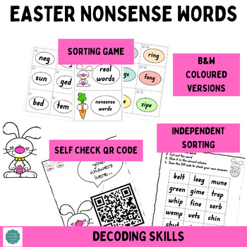 Preview of NONSENSE & REAL WORDS SORT(DIBELS) - EASTER