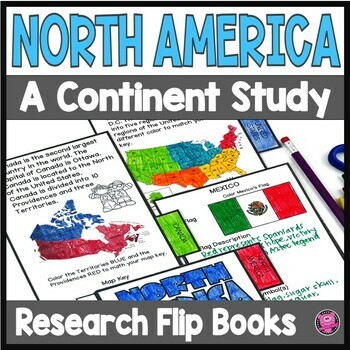 Preview of North America Geography Continent Study Research Writing and Activities