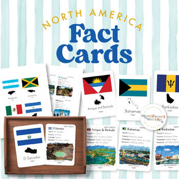 Preview of NORTH AMERICA Country Facts Flash Cards, Montessori Inspired Resource