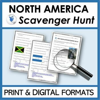 Preview of NORTH AMERICA GEOGRAPHY SCAVENGER HUNT | WebQuest