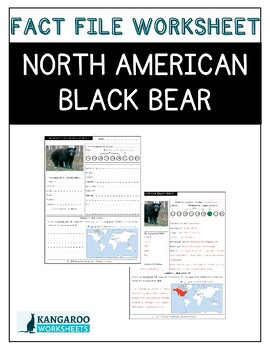 Preview of NORTH AMERICAN BLACK BEAR - Fact File Worksheet - Research Sheet