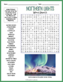 NORTHERN LIGHTS AURORA BOREALIS Word Search Puzzle Workshe