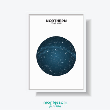 Preview of NORTHERN STAR MAP Constellation Kids Room Wall Art Montessori Educational Poster