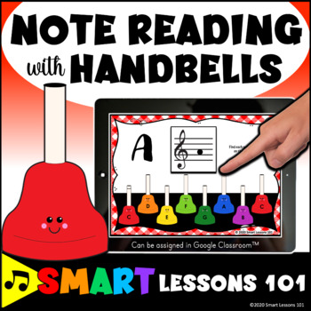 Preview of NOTE READING with HANDBELLS BOOM CARDS™ Music Activity Music Notes Game Google