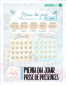 Preview of NOTEBOOK - Menu du jour + présences - Aquarelle