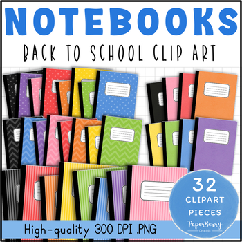 Preview of NOTEBOOKS Set - Back To School Supplies Clipart